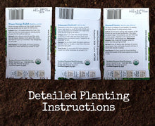 Load image into Gallery viewer, Asian Vegetable Garden Organic Seeds Variety Pack - Edamame, Daikon Radish, Pak Choi (Bok Choy)