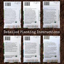 Load image into Gallery viewer, Leafy Greens Organic Seeds Variety Pack - Wild Lettuce, Romaine, Spinach, Kale, Arugula, Chard