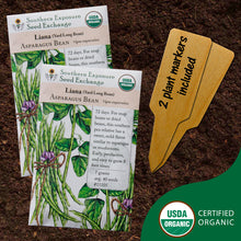 Load image into Gallery viewer, Certified Organic Yard Long Bean Seeds (Liana Asparagus Bean), Two Pack of 40 Seeds Each for Planting