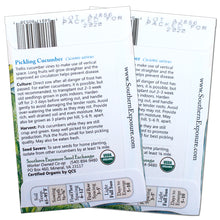 Load image into Gallery viewer, Certified Organic Pickling Cucumber Seeds, Two Pack of 60 Seeds Each - Non-GMO Seeds for Planting