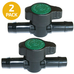 Habitech 2-Pack Inline Barbed Ball Valve 13mm for 1/2 Inch Tubing .520 ID