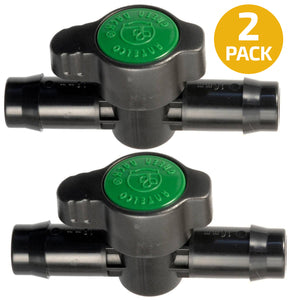 Habitech 2-Pack in-Line Barbed Ball Valve 16mm for 1/2 and 5/8 Inch Tubing (.570 to .620 ID)