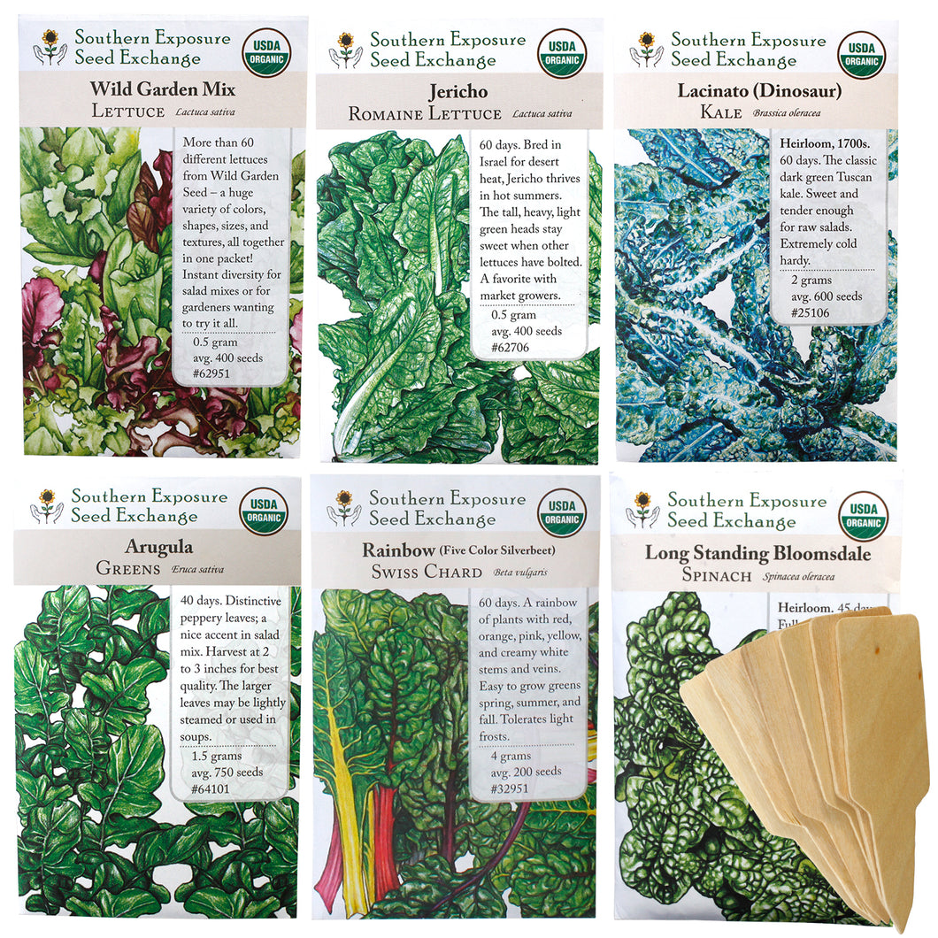 wild garden seeds Leafy Greens Organic Seeds Variety Pack