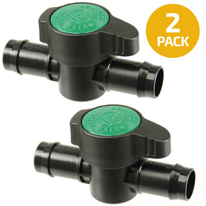 Habitech 2-Pack in-Line Barbed Ball Valve 21mm for 3/4 Inch Tubing