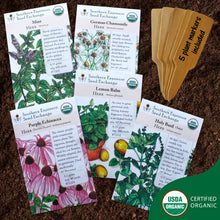 Load image into Gallery viewer, Herbal Tea Garden Organic Seeds Kit - Chamomile, Mint, Holy Basil, Echinacea, Lemon Balm
