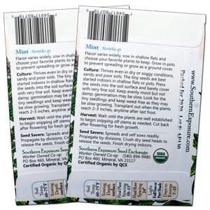 Organic Mint Seeds - Two-Pack of 600 Seeds Each
